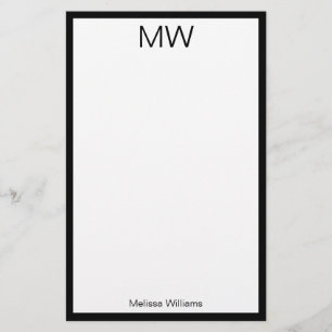 Minimalistische Schwarze Grenze Mit Monogramm Briefpapier