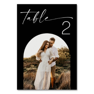 Minimalistische schwarze Hochzeit Elegante moder Tischnummer