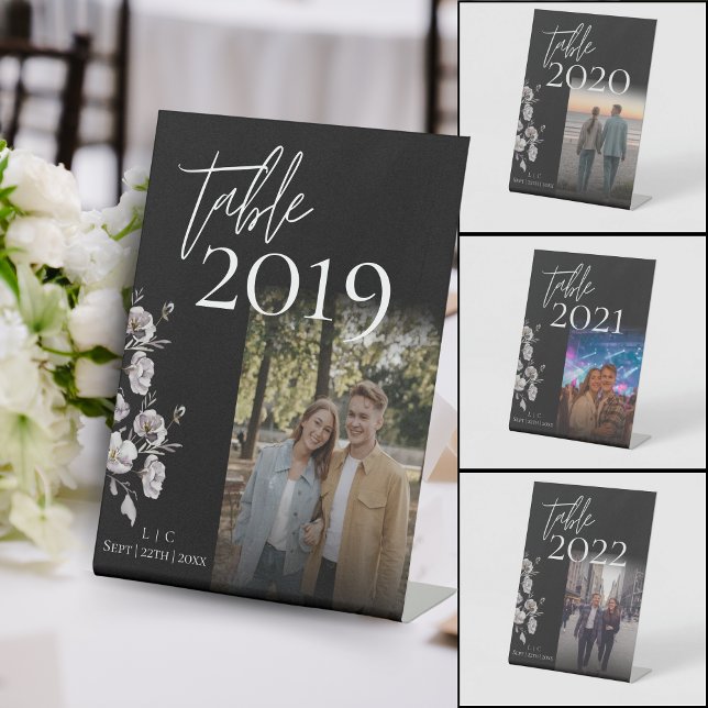 Minimalistische Schwarze Hochzeit Foto Tischnummer Sockelschild (Von Creator hochgeladen)