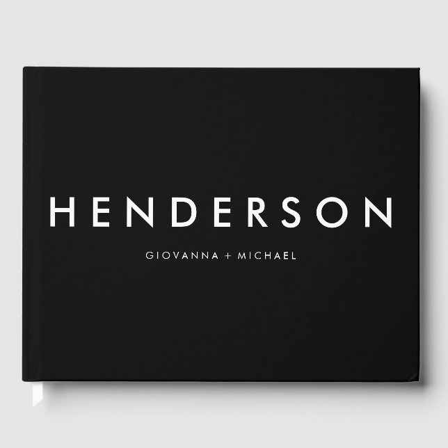 Minimalistische Schwarze Hochzeit Gästebuch (Vorderseite)