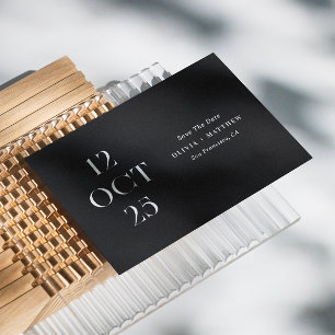 Minimalistische schwarze Hochzeit Moderne Typogr Save The Date