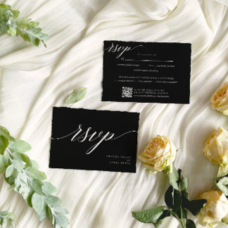 Minimalistische Schwarze Hochzeit RSVP Karte