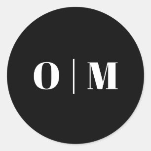 Minimalistische schwarze Hochzeitsinitialen. Moder Runder Aufkleber