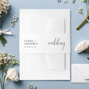 Minimalistische schwarze Hochzeitsnamen Hochzeit Einladungsbanderole