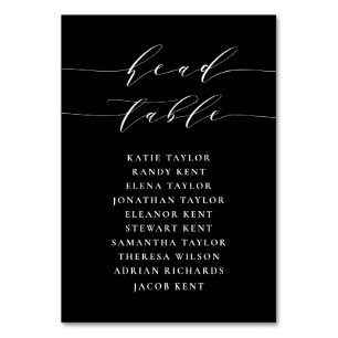 Minimalistische schwarze Hochzeitstisch-Karte für Tischnummer
