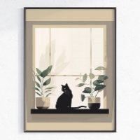 Minimalistische schwarze Katze Ästhetik Neutral
