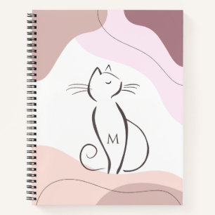 Minimalistische schwarze Katze Boho organische For Notizbuch