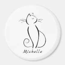 Minimalistische schwarze Katze mit weißem Namen