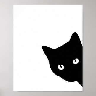 Minimalistische schwarze Katzensilhouette beim Spä Poster