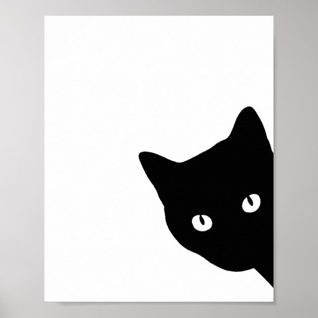 Minimalistische schwarze Katzensilhouette beim Spä Poster (Vorne)