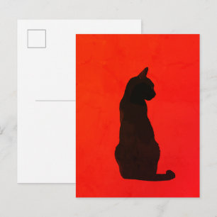 Minimalistische schwarze Katzensilhouette moderne Postkarte