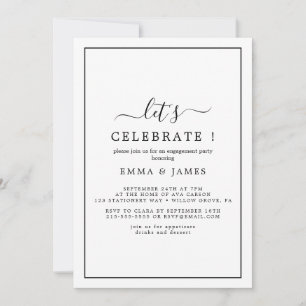 Minimalistische schwarze "Let's Celebrate" Einladu Einladung