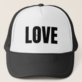 Minimalistische schwarze "LOVE"-Typografie Truckerkappe