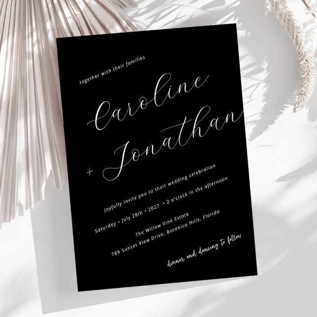 Minimalistische schwarze, moderne kalligraphische  einladung (Von Creator hochgeladen)