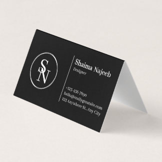 Minimalistische schwarze Monogramm-Profi-Faltvisit Visitenkarten