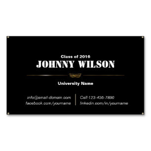 Minimalistische schwarze Ornamente Abschluss-Name- Magnetische Visitenkarte