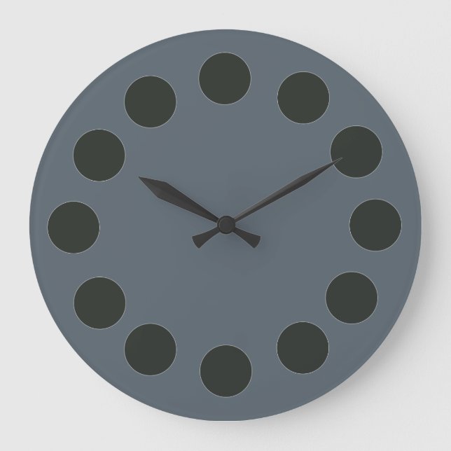 Minimalistische schwarze Punkte auf der benutzerde Große Wanduhr (Vorderseite)