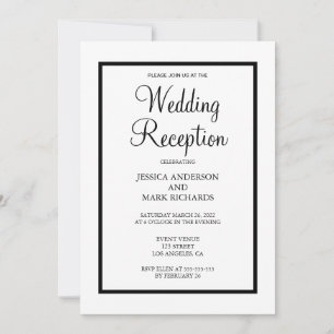 Minimalistische schwarze Rahmen-Hochzeitsempfang  Einladung