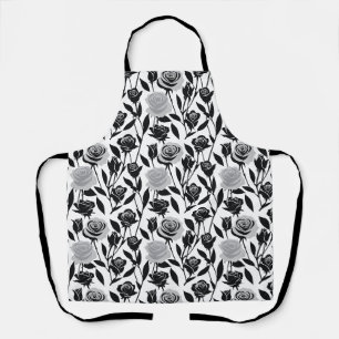 Minimalistische schwarze Rosen mit hellgrauen Stie Schürze