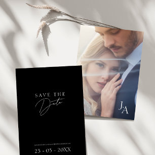 Minimalistische schwarze Schrift Foto-Hochzeit Save The Date