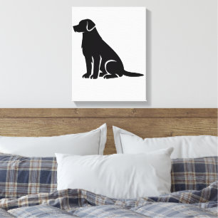 Minimalistische schwarze Silhouette eines Labrador Leinwanddruck