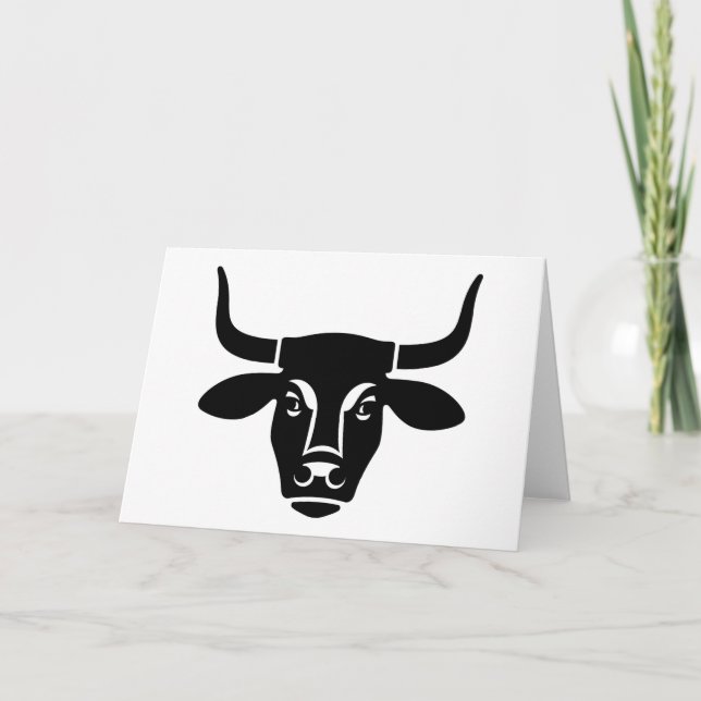 Minimalistische schwarze Stierkopf-Ochsen-Silhouet Karte (Vorderseite)
