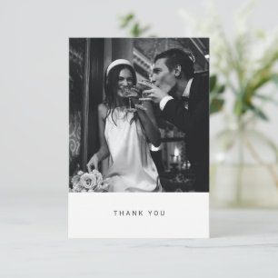 Minimalistische Schwarze Typografie Foto Hochzeit Dankeskarte