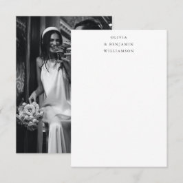 Minimalistische Schwarze Typografie Foto Hochzeitn Dankeskarte