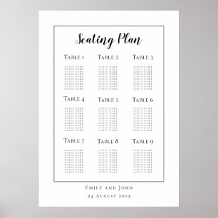 Minimalistische schwarze Typografie/Grenzsitzplan Poster