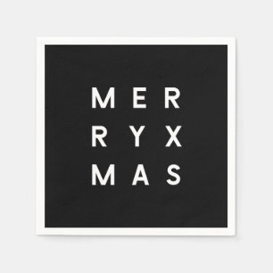 Minimalistische schwarze Typografie Merry Xmas Serviette