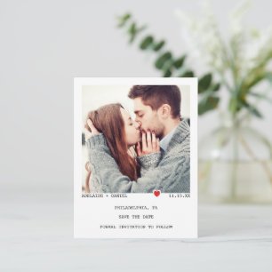 Minimalistische schwarze Typografie mit dem Foto " Save The Date