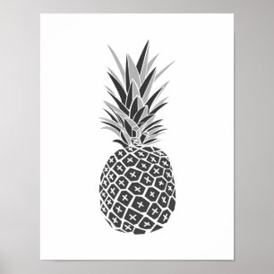 Minimalistische schwarze u. weiße Ananas Poster