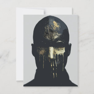Minimalistische schwarze und goldene abstrakte Por Postkarte