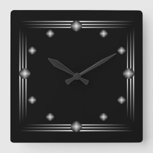 Minimalistische schwarze und silberne Wand-Uhr Quadratische Wanduhr