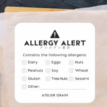 Minimalistische schwarze und weiße Allergie-Warnun