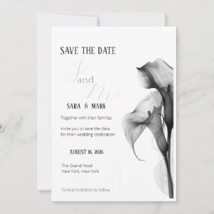 Minimalistische schwarze und weiße Calla-Lilie - S Save The Date