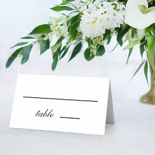 Minimalistische schwarze und weiße einfache Schrif Platzkarte