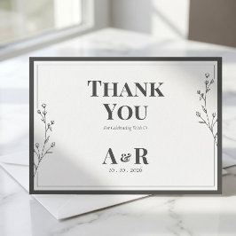Minimalistische schwarze und weiße Hochzeit Dankeskarte