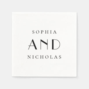 Minimalistische schwarze und weiße Hochzeit   Einf Serviette