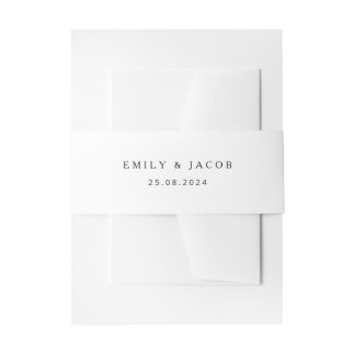 Minimalistische schwarze und weiße Hochzeit Einladungsbanderole