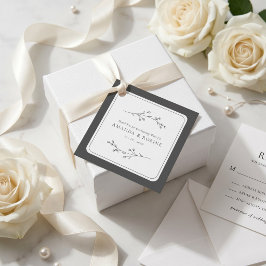 Minimalistische schwarze und weiße Hochzeit Geschenkanhänger