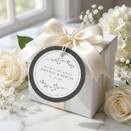 Minimalistische schwarze und weiße Hochzeit Geschenkanhänger
