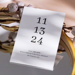 Minimalistische schwarze und weiße Hochzeit groß Save The Date