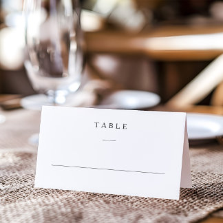 Minimalistische schwarze und weiße Hochzeit Platzkarte