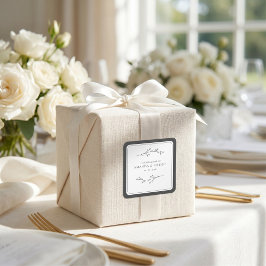 Minimalistische schwarze und weiße Hochzeit Quadratischer Aufkleber