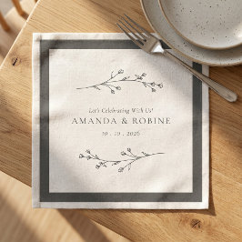 Minimalistische schwarze und weiße Hochzeit Serviette