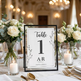 Minimalistische schwarze und weiße Hochzeit Tischnummer