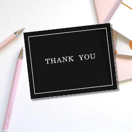 Minimalistische schwarze und weiße Hochzeits-Danke Dankeskarte
