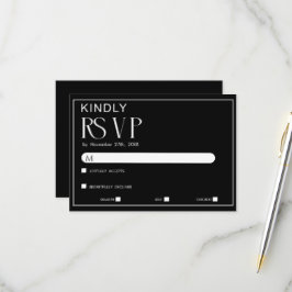 Minimalistische schwarze und weiße Hochzeits-RSVP- RSVP Karte