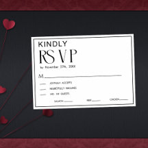 Minimalistische schwarze und weiße Hochzeits-RSVP-